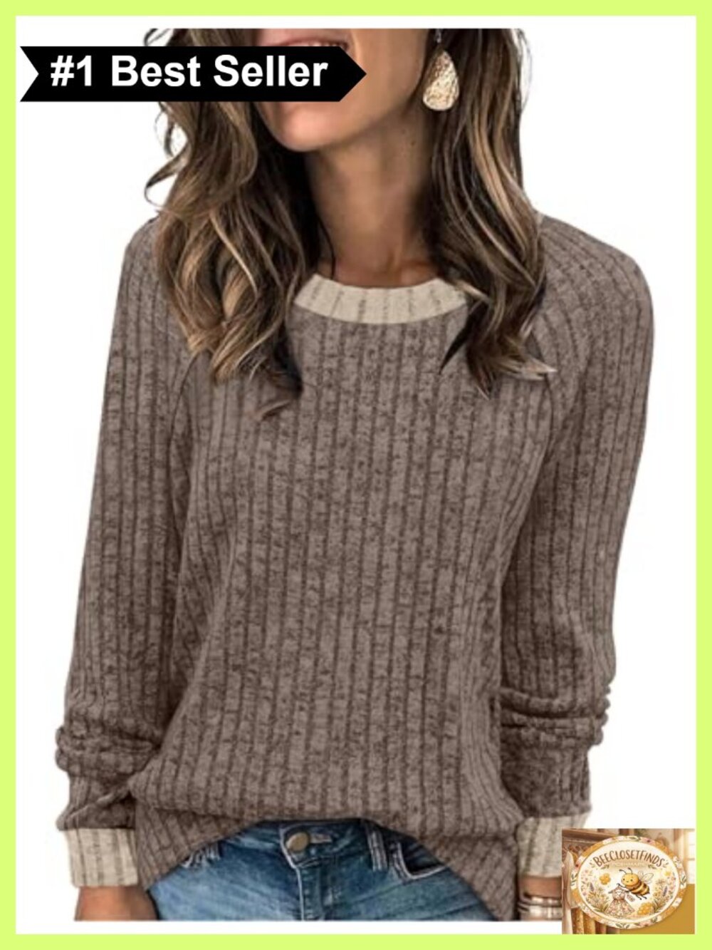 Womens Lightweight Color Block Long Sleeve Tunic Top Soft Loose Fit